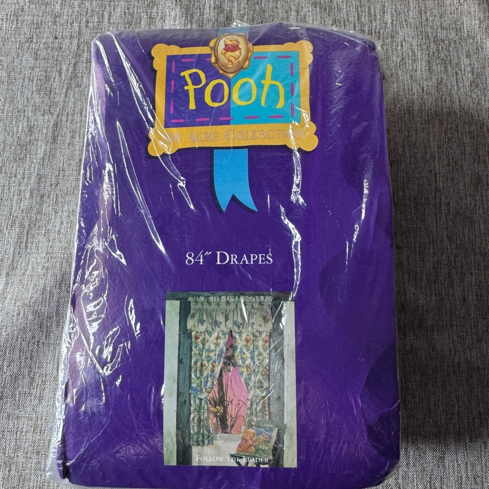 Disney Winnie the Pooh 100 Acre Collection 84" Drapes Follow the Leader Vintage